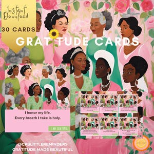 Cartes d'affirmation de gratitude pour femmes - Jeu de cartes à imprimer pour l'estime de soi, l'autonomisation et la fraternité