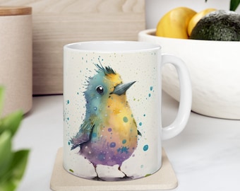 Cute Mug With Bird On It, Nana Bird Mug, Mug Bird Handle, Custom Bird Mug, Handmade Mug Bird For Dad, Bird Lovers Mug, Bird Coffee Mug, Mug