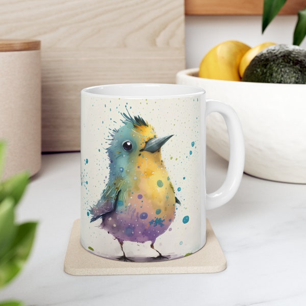 Cute Mug With Bird On It, Nana Bird Mug, Mug Bird Handle, Custom Bird Mug, Handmade Mug Bird For Dad, Bird Lovers Mug, Bird Coffee Mug, Mug