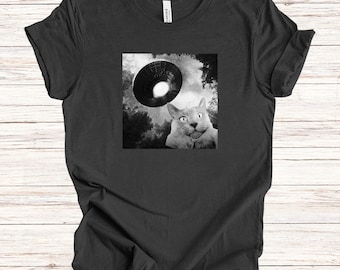 UFO T Shirts, Cat Selfie With UFOs Shirt, Cat Selfie Abduction T Shirt, Funny Ufo Cat Tee, Ufo Lover Gift, Cat Lover Gift, Funny Cat UFO