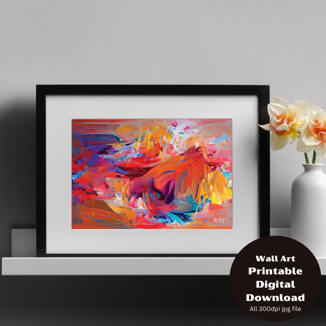 A Colorful Abstract Art Print of Joy and Celebration the Arrival 3 Etsy