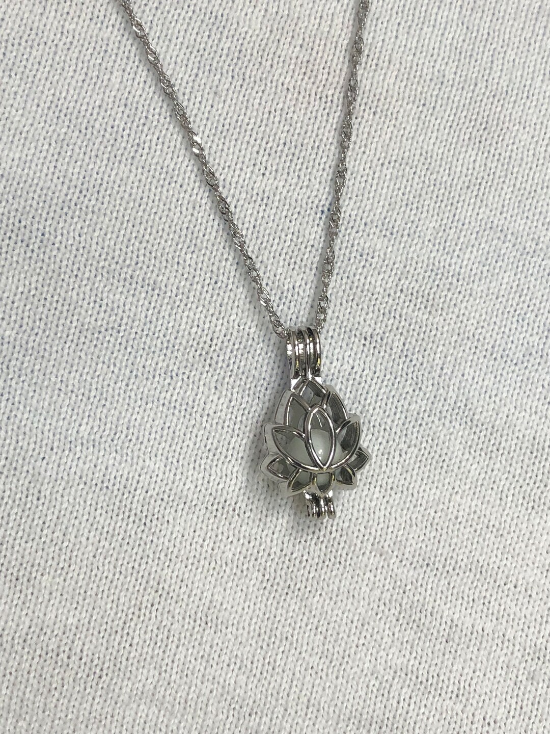 Glow in the Dark Lotus Flower Pendant Necklaceglowing Etsy