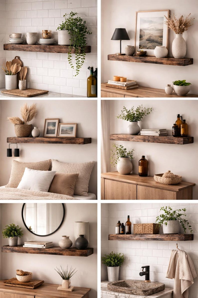 Handmade Rustic Wood Floating Shelf – Farmhouse Wall Decor - Etsy