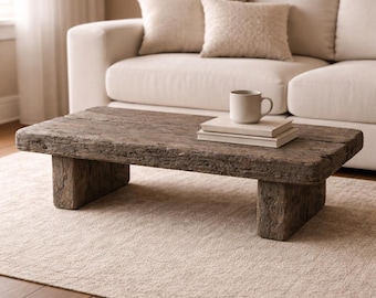 Rustic Solid Wood Coffee Table, Reclaimed Wood Coffee Table, Farmhouse Living Room Table, Handmade Low Wood Table, Custom Size Available
