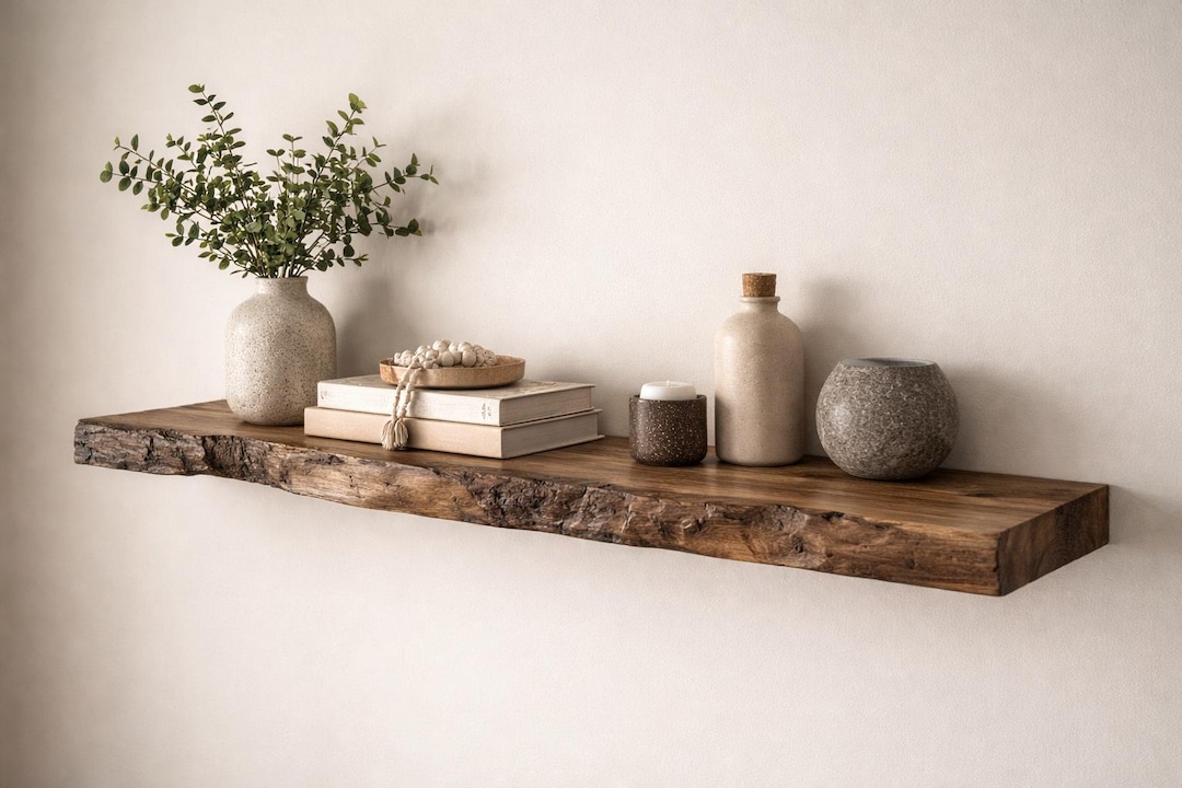 Handmade Rustic Wood Floating Shelf – Farmhouse Wall Decor - Etsy
