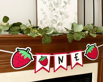Strawberry Highchair banner. Berry first high chair banner. Strawberry Birthday party decorations. Berry sweet birthday.