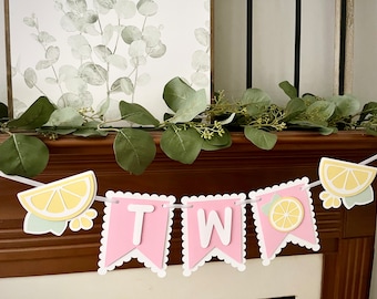 Sweet One Lemon Highchair Banner. Lemon first birthday party decorations. Girls first birthday. Lemon fruit theme.