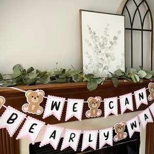 We Can Bearly Wait Baby Shower. Baby shower banner girl boy. Baby Shower decorations. Teddy Bear baby Shower decorations.