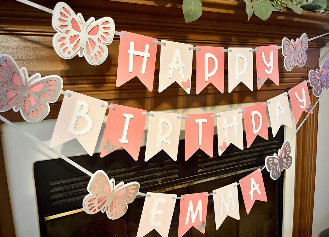 Butterfly Birthday Banner. Butterfly Baby Shower. Butterfly First ...