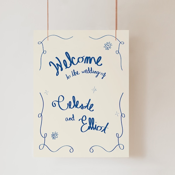 Wedding Welcome Sign Template Whimsical Wedding Sign Large Wedding Sign Template Instant Download Editable Printable Handwritten Wedding