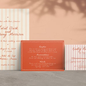 Conjunto de invitaciones de boda manuscritas, coloridas tarjetas con detalles, RSVP, descarga instantánea, plantilla, invitación de boda caprichosa