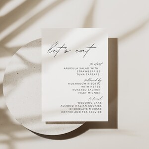 Wedding Menu Modern Menu Cards Minimalist Menu Template Baby Shower Menu Baptism Menu Birthday Menu Editable Template in Canva