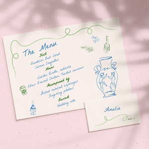 Whimsical Menu Template Place Card Wedding Menu Template Funky Menu Hand Drawn Menu Handwritten Menu Colorful Party Menu Birthday Menu