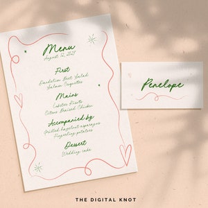 Whimsical Menu Template Place Card Wedding Menu Template Funky Menu Hand Drawn Menu Handwritten Menu Colorful Party Menu Birthday Menu