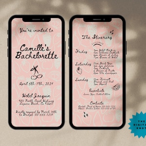 Digital Bachelorette Party Invite template, Bachelorette Weekend Evite, Hen Do Invite, Summer Bachelorette Invite, Hand drawn, Bach Weekend