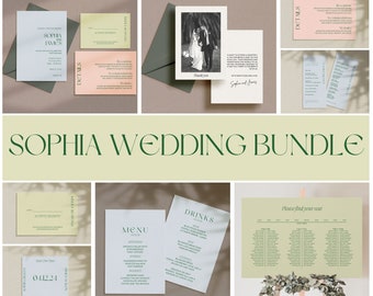 Wedding Bundle Template Colorful Wedding Invitation Bundle Minimal Wedding Invitation Large Wedding Essential Kit Wedding Instant Download