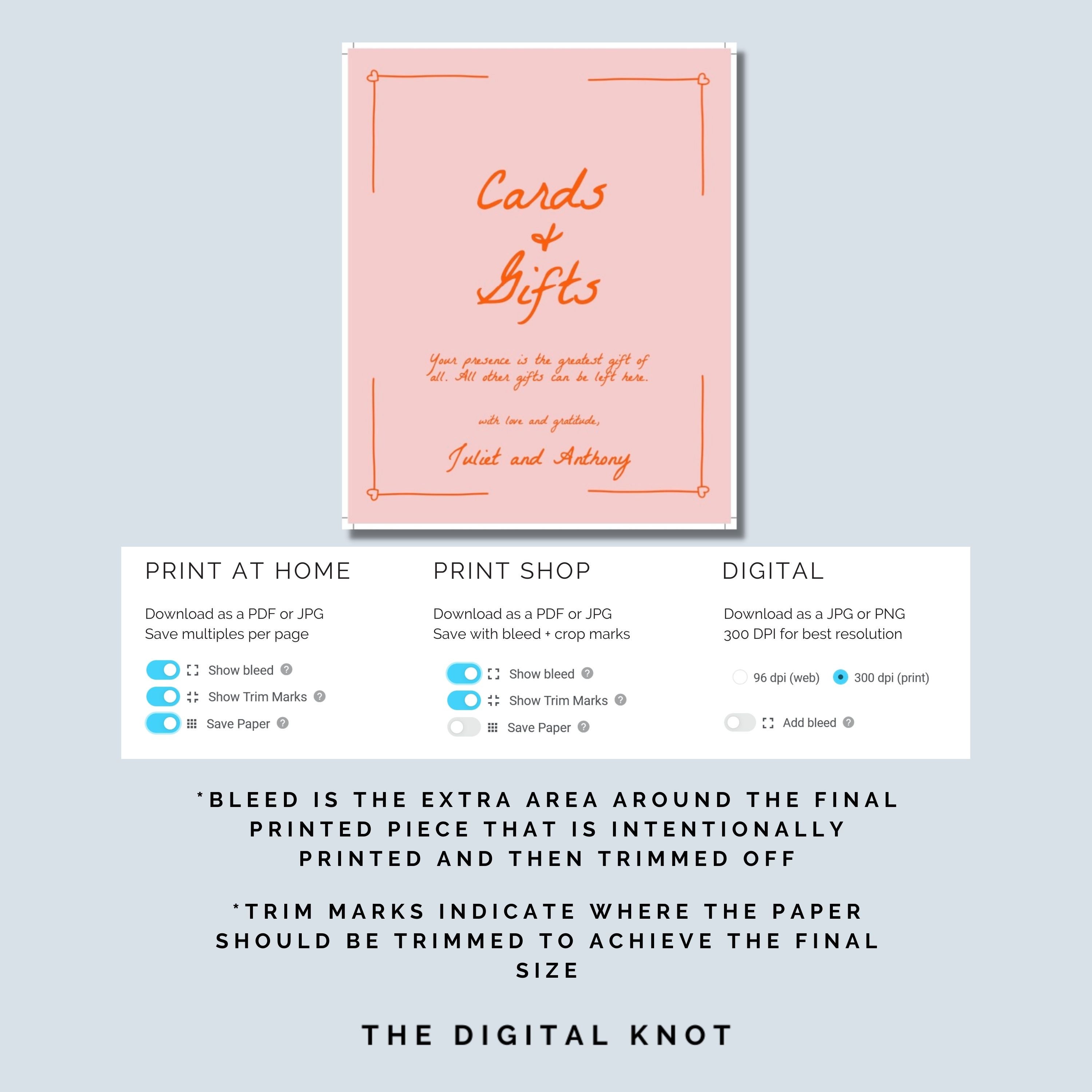 Printable Wedding Gift Sign