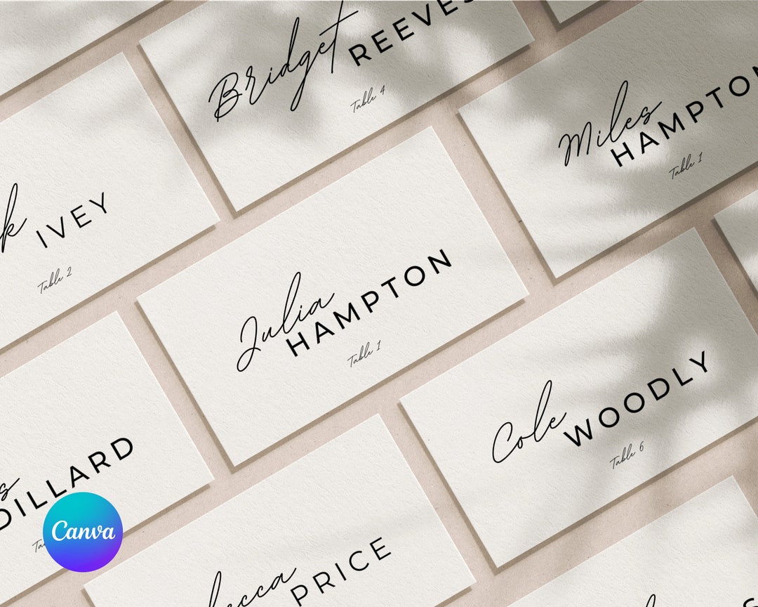 Place Card Template Editable Wedding Place Cards Printable Escort Cards ...