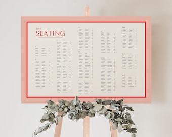Wedding Seating Chart Seating Chart Template Instant Download Pink Wedding Seating Alphabetized Printable Seating Plan Editable Sign