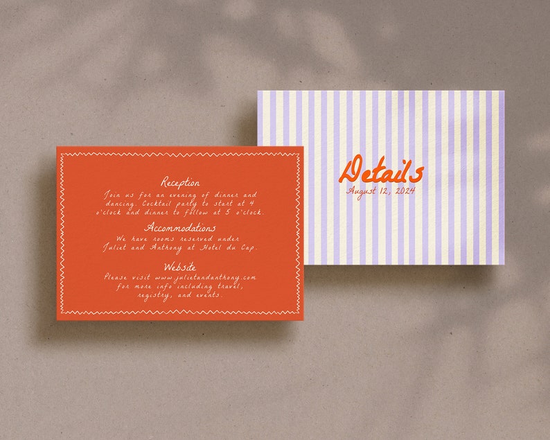 Handwritten Wedding Invitation Suite Colorful Wedding Invitation Detail Card RSVP Instant Download Template Whimsical Wedding Invite image 4