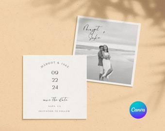 Save the Date Template Minimal Save The Date With Photo Editable Save The Date Canva Template Instant Download Modern Save The Date