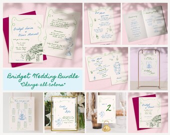 Wedding Bundle Template Whimsical Wedding Invitation Bundle Destination Wedding Large Wedding Essential Kit Wedding Instant Download
