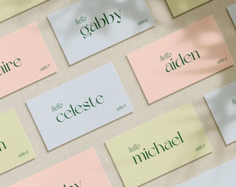 Place Card Template Editable Colorful Wedding Place Cards Printable Escort Cards Folded Place Cards Flat Place Cards Canva Template