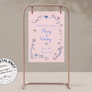 Wedding Welcome Sign Template Whimsical Wedding Sign Large Wedding Sign Template Instant Download Editable Printable Handwritten Wedding
