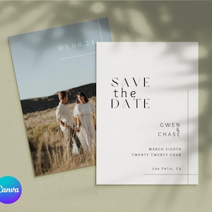 Save the Date Template Minimal Save The Date With Photo Editable Save The Date Canva Template Instant Download Modern Save The Date