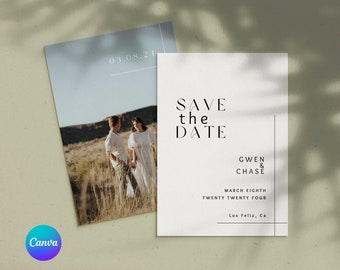 Save the Date Template Minimal Save The Date With Photo Editable Save The Date Canva Template Instant Download Modern Save The Date