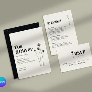 Wedding Invitation Suite Destination Wedding Invitation Detail Card RSVP Digital Download Instant Download Canva Template Beach Wedding
