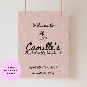 Bachelorette Party Welcome Sign, Editable Template, Pink Bachelorette, Festival, Bachelorette Party Decor, Weekend, Hen Do Sign