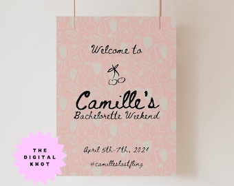 Bachelorette Party Welcome Sign, Editable Template, Pink Bachelorette, Festival, Bachelorette Party Decor, Weekend, Hen Do Sign