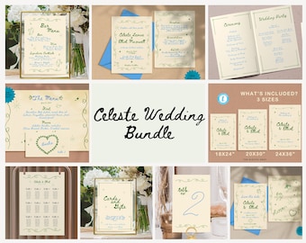 Wedding Bundle Template Whimsical Wedding Invitation Bundle Minimal Wedding Invitation Large Wedding Essential Kit Wedding Instant Download
