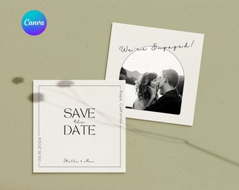 Save the Date Template Minimal Save The Date With Photo Editable Save The Date Canva Template Instant Download Modern Save The Date