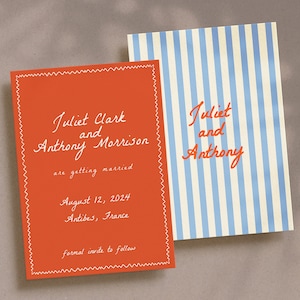 SAVE THE DATE template Handwritten Whimsical Save The Date  Fun Double Sided Editable Cool Save The Date Colorful Template Retro