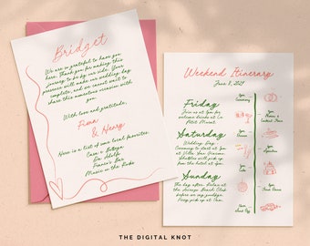 Wedding Welcome Letter Template Whimsical Wedding Letter Wedding Welcome Bag Note Wedding Events Timeline Printable download Editable