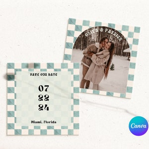 Save the Date Template Retro Save The Date With Photo Editable Save The Date Canva Template Instant Download Save The Date Retro Wedding
