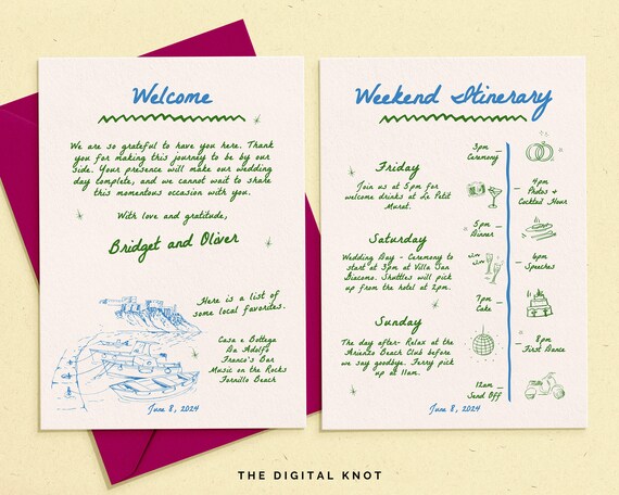 Wedding Welcome Letter Template Whimsical Wedding Letter Wedding Welcome Bag Note Wedding Events Timeline Printable download Editable