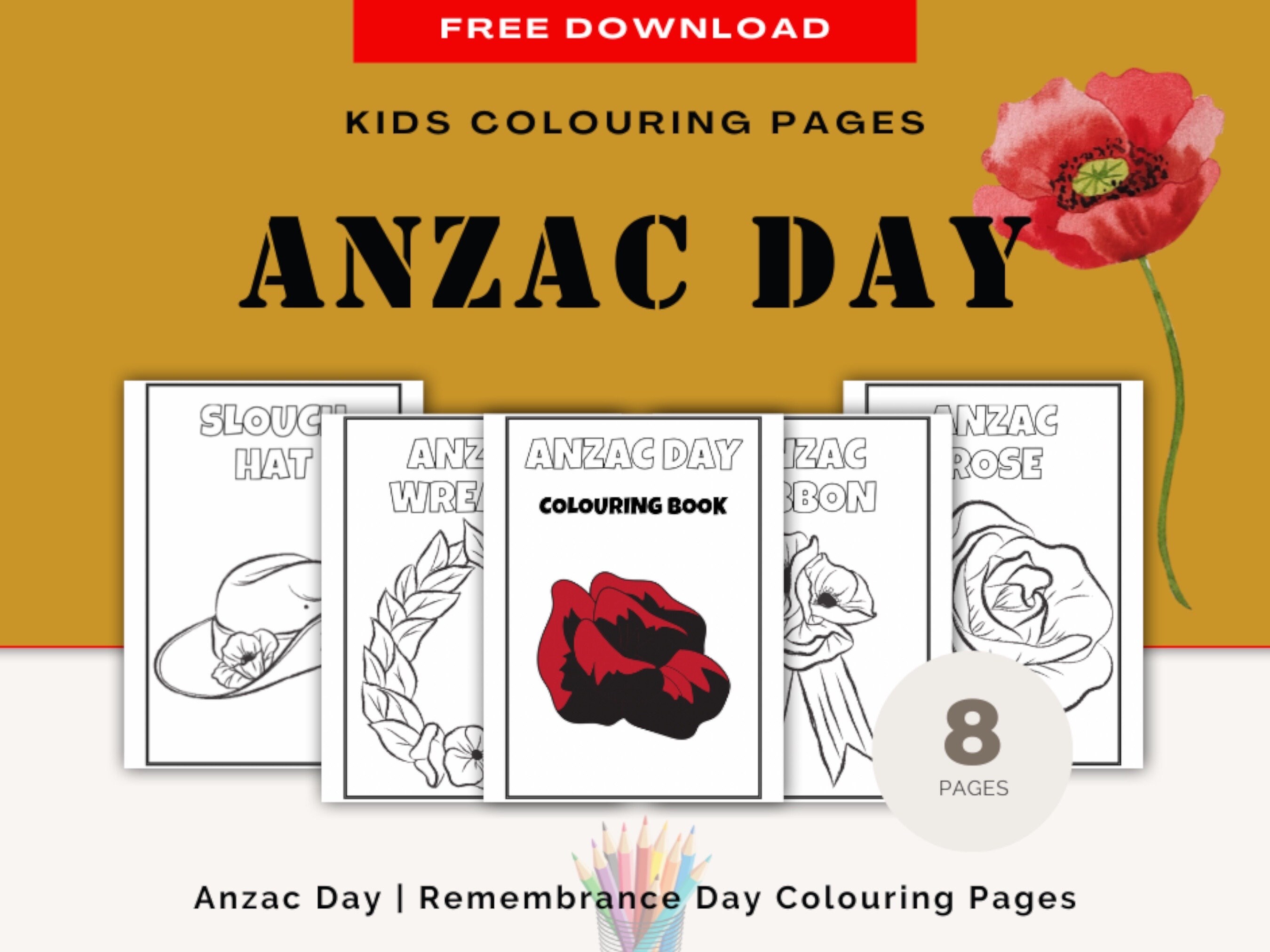 Anzac Day Colouring Pages, Remembrance Day Colouring Pages, Printable ...
