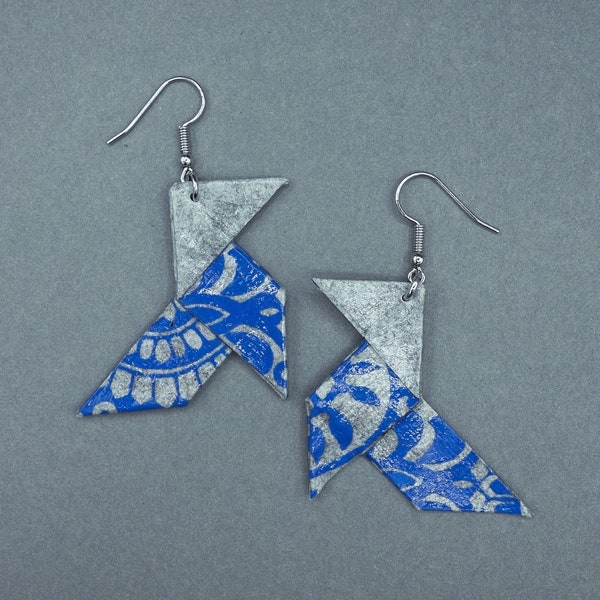 cocotte origami earrings, floral pattern