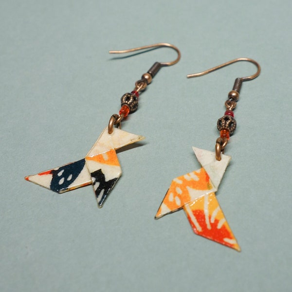 origami cocotte earrings, floral