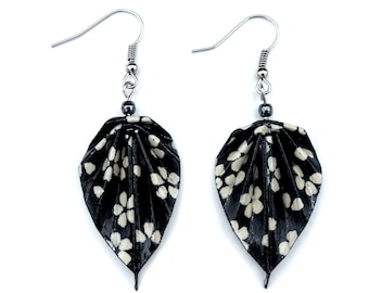 leaf origami earrings, floral pattern