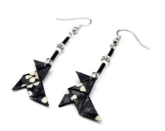 origami casserole earrings, floral pattern