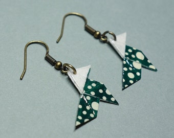 boucles d'oreilles cocotte origami, motif géométrique