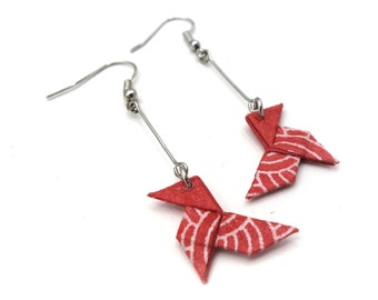 origami cocotte earrings, geometric pattern