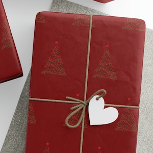 Christmas Custom wrapping paper, Wine Red with Green accents Wrapping Paper, Red Gift Wrap, Modern gift Paper, Vintage Gift Wrap