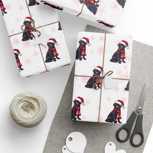 2025v3 - Black Labrador Retriever Paper Festive Christmas wrapping and Holiday gift wrap