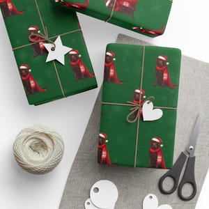 2025v1 - Chocolate Labrador Retriever Paper Festive Christmas wrapping and Holiday gift wrap