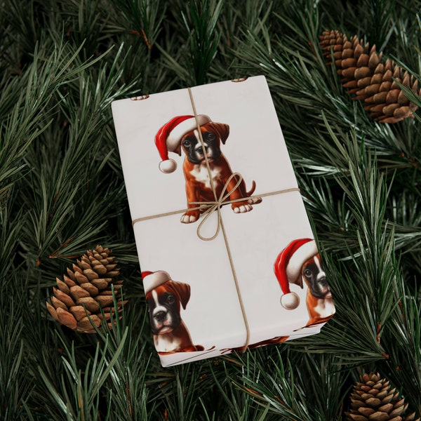 Christmas wrapping paper Boxer puppy Christmas wrap and custom gift paper wrap for dog lovers holiday decor